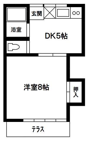 コーポリベロ(1DK/1階)の間取り写真
