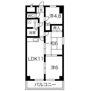 ハーム日進(3LDK/1階)の間取り写真