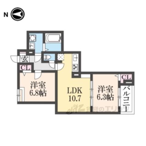 メゾン アンソレイエ(2LDK/2階)の間取り写真