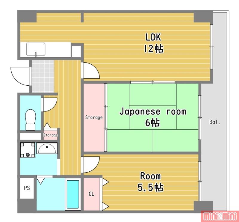 フロラシオン鶴見(2LDK/6階)の間取り写真