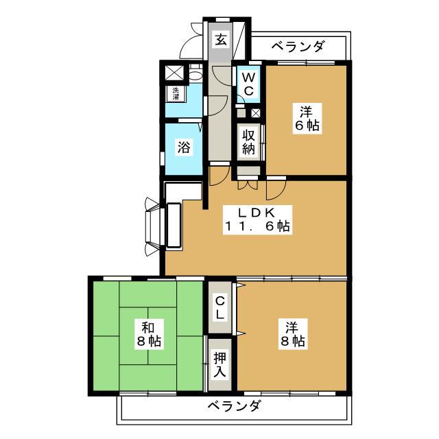 PINE CREEK TERRACE(3LDK/3階)の間取り写真
