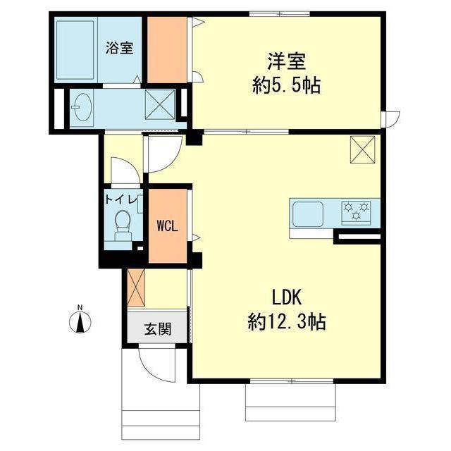 FORT II(1LDK/1階)の間取り写真