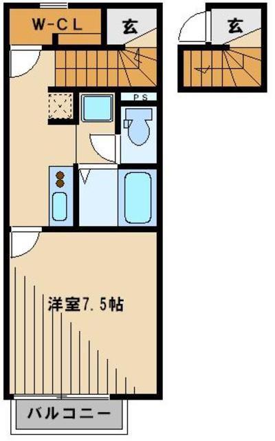 レオネクストアスパイアII(1K/2階)の間取り写真