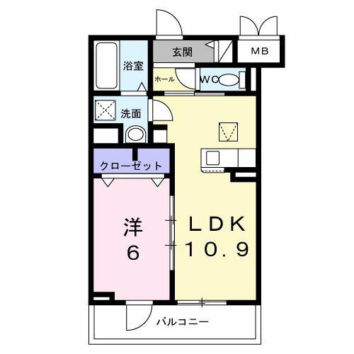 セレーナ エスト(1LDK/1階)の間取り写真