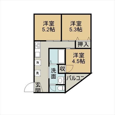 坂本ビル(3K/2階)の間取り写真