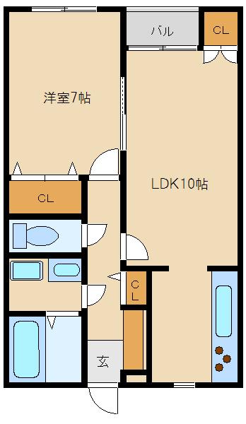ショコラ(1LDK/2階)の間取り写真