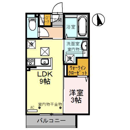 ゼフィール(1LDK/1階)の間取り写真