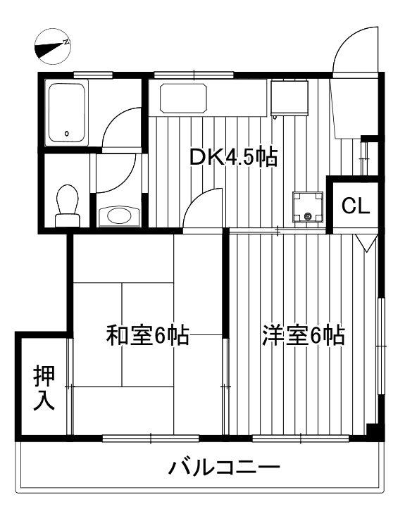 ニワコーポ(2DK/1階)の間取り写真