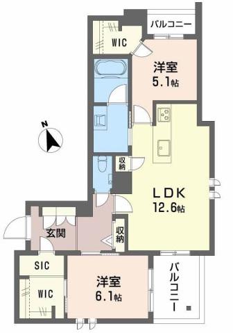 シャーメゾン グランマーサ松虫通(2LDK/3階)の間取り写真
