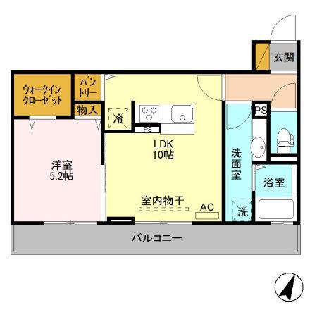フォルテア B(1LDK/3階)の間取り写真