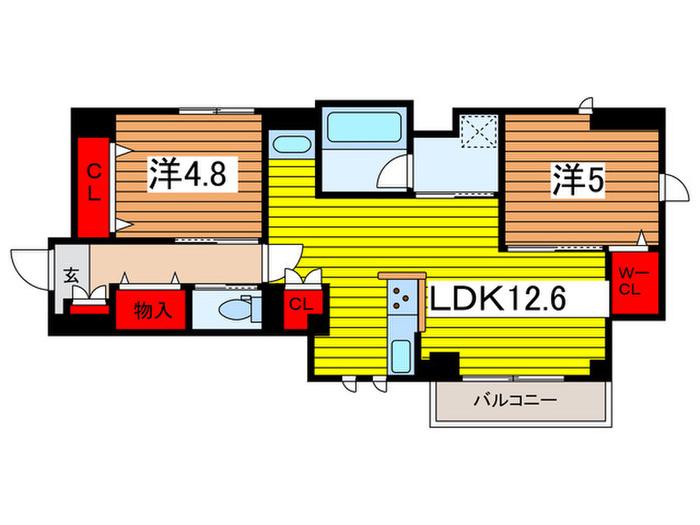 ディアマンテ(2LDK/3階)の間取り写真