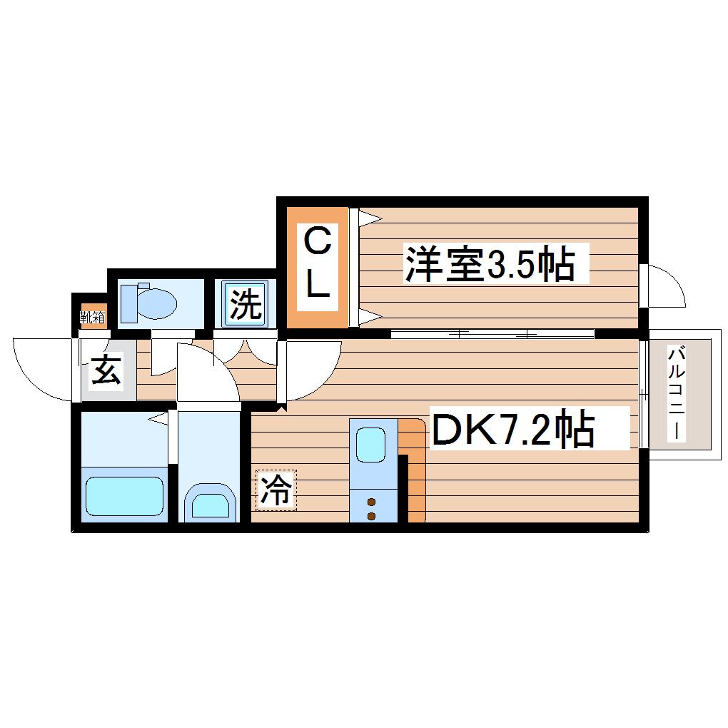 CALLAIS(1DK/1階)の間取り写真