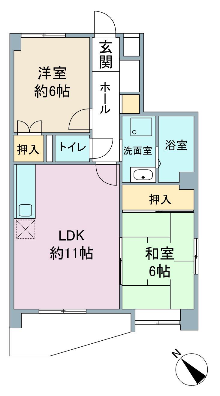 プロクシィスクエア牧の原(2LDK/4階)の間取り写真