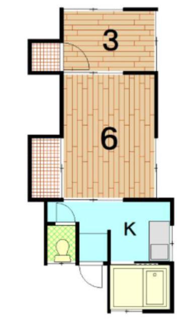 志賀荘(1SK/1階)の間取り写真