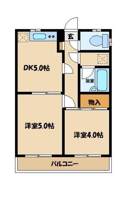 マイキャッスル淵野辺(2DK/4階)の間取り写真
