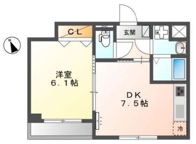 サンフォレスタ1番館(1DK/3階)の間取り写真