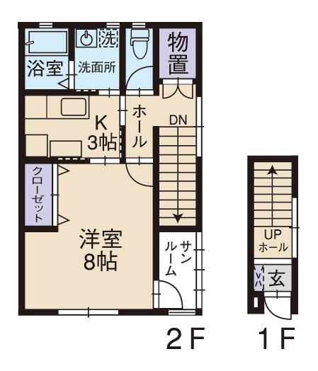 LATOUR25(1K/2階)の間取り写真