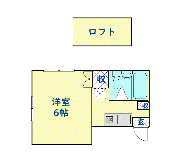 THドーム A(1K/2階)の間取り写真