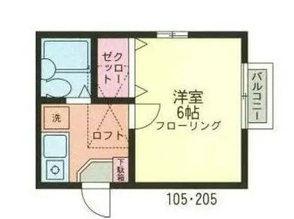 ジャパイン湘南(1K/1階)の間取り写真