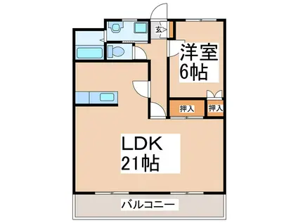 ラフォーレ自由ヶ丘B棟(1LDK/1階)の間取り写真