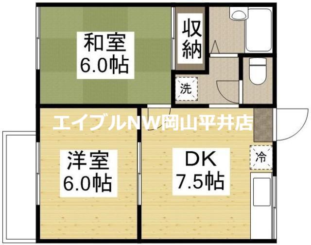 レジデンス乙多見(2DK/1階)の間取り写真