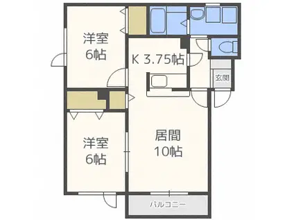 コンフォルト西武 301(2LDK/3階)の間取り写真
