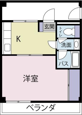 モデルナマンションII(1K/2階)の間取り写真