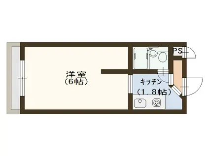 ラポー堺(1K/2階)の間取り写真