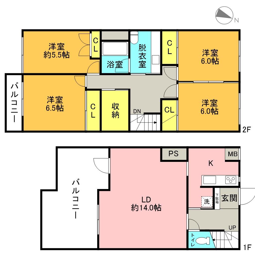 メゾネット水無瀬3.4階部分(4LDK/3階)の間取り写真