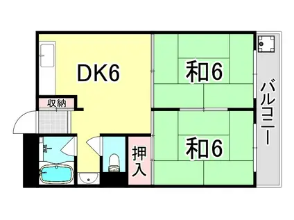 アパートメント尼崎(2DK/2階)の間取り写真