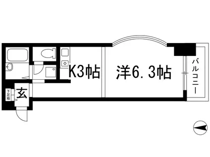 ラヴィータ箕面(1K/3階)の間取り写真