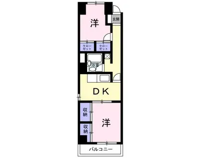 カーサ大和 錦町(2DK/3階)の間取り写真