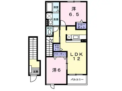 ピアッツァ・プリートC(2LDK/2階)の間取り写真