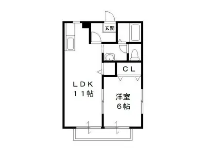 サンモール木下(1LDK/2階)の間取り写真