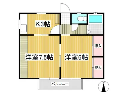 福寿荘1(2K/1階)の間取り写真