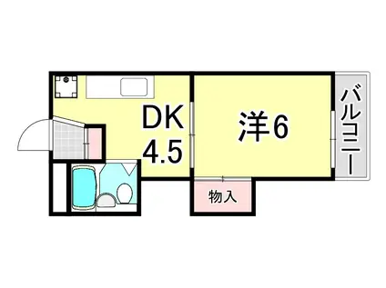南塚口アベニュー(1DK/2階)の間取り写真