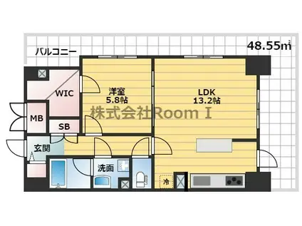 エスリード長堀タワー(1LDK/13階)の間取り写真