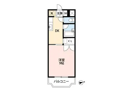 フェリーチェカーサ島崎(1DK/4階)の間取り写真