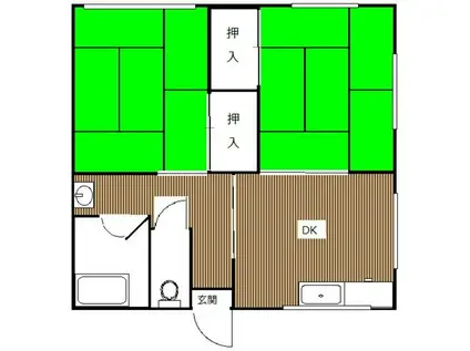 第2みのはら荘(2DK/1階)の間取り写真