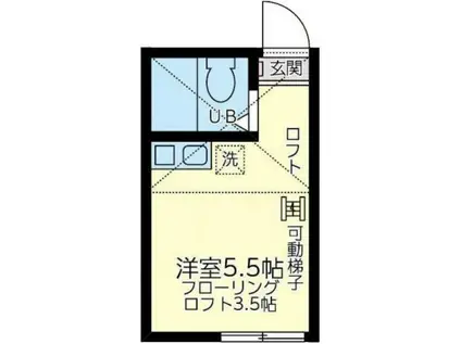 ユナイト鶴見ロベルト・バッチオ(ワンルーム/2階)の間取り写真