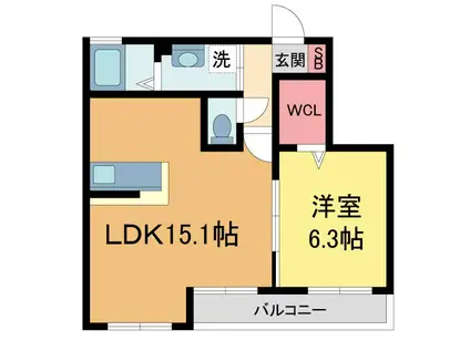 サカセ川ハイツA(1LDK/2階)の間取り写真