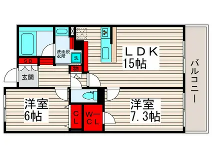 ロイヤルパークス西新井(2LDK/6階)の間取り写真