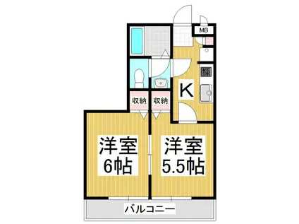 スクエアガーデンKAMAKURA C棟(2K/2階)の間取り写真