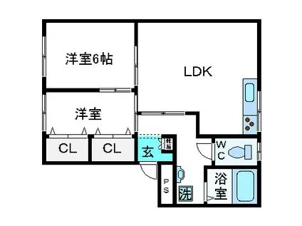 松友第6マンション(2LDK/3階)の間取り写真