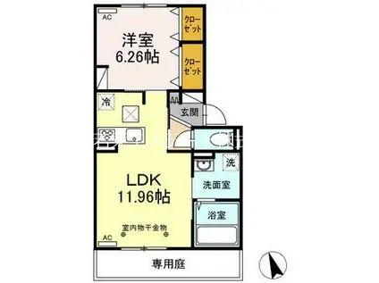 エスポワール合川(1LDK/3階)の間取り写真