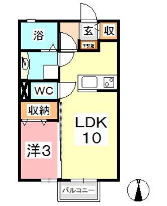シルエーラ(1LDK/2階)の間取り写真