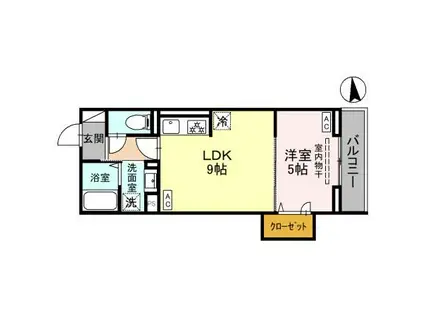 グラナーデ東新町(1LDK/2階)の間取り写真