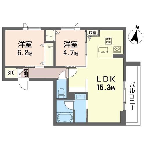 パイン ステージ 千川(2LDK/1階)の間取り写真