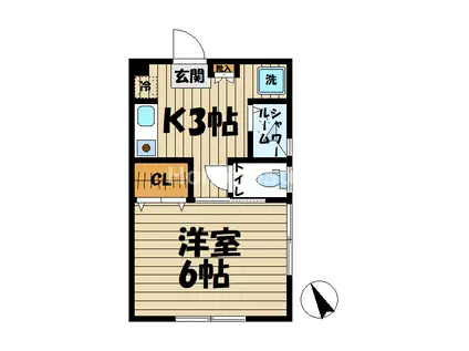 HAITU K(1K/1階)の間取り写真
