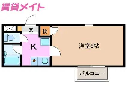 プロミネント川越富洲原(1K/1階)の間取り写真